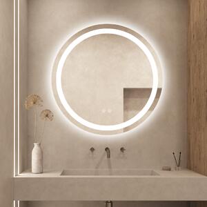 Oglinda cu LED rotunda 80 cm, functie dezaburire , intrerupator touch 3 culori