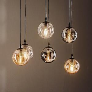 EMIBIG LIGHTING Lampă suspendată Glassy, 6 becuri, grafit/chihlimbar/transparent, sticlă, 75 cm, reglabil, Negru, Camera de zi / sufragerie, Sticlă, Modern