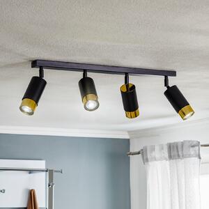 EMIBIG LIGHTING Spot de tavan Kumo negru/auriu cu 4 becuri, reglabil, Negru, Camera de zi / sufragerie, Metal, Modern