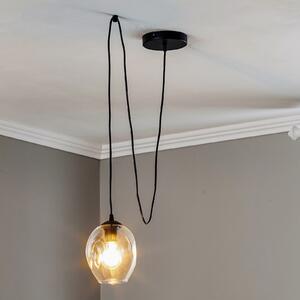 EMIBIG LIGHTING Lampă suspendată Starla decentrată 1 bec, sticlă transparentă, reglabil, Negru, Camera de zi / sufragerie, Sticlă, Modern