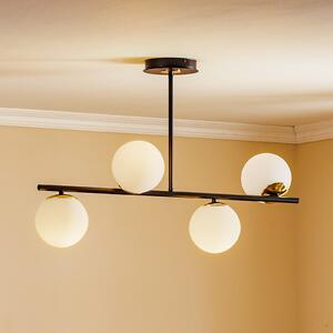 EMIBIG LIGHTING Plafonieră Kiba, negru/auriu, 4 becuri, reglabil, Negru, Camera de zi / sufragerie, Sticlă, Modern