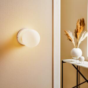 EMIBIG LIGHTING Aplică de perete Kiba alb/auriu cu abajur sferic din sticlă, reglabil, Alb, Camera de zi / sufragerie, Sticlă, Modern, glob