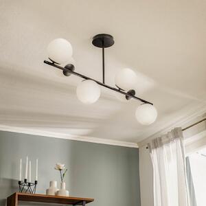 EMIBIG LIGHTING Plafonieră Kabo, 1 braț, negru, 6 becuri, reglabil, Negru, Camera de zi / sufragerie, Sticlă, Modern