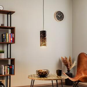 EMIBIG LIGHTING Lampă suspendată Joni, textil, 1 bec negru marmorat, reglabil, Negru, Camera de zi / sufragerie, Țesătură / Textil