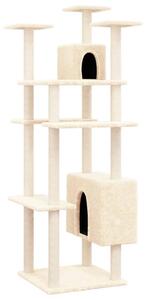 Ansamblu de pisici cu stâlpi din funie de sisal, crem, 162 cm