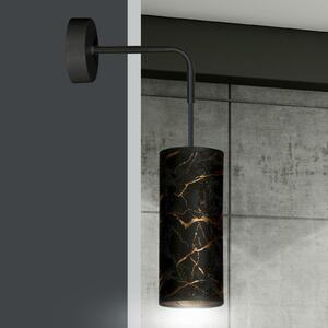 EMIBIG LIGHTING Aplică de perete Joni, textil, 1 bec marmorat negru, reglabil, Negru, Camera de zi / sufragerie, Țesătură / Textil