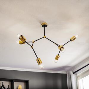 EMIBIG LIGHTING Plafonieră Code, 6 becuri, negru, reglabil, Negru, Camera de zi / sufragerie, Metal, Modern