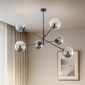 EMIBIG LIGHTING Plafonieră Linear, negru/grafit, 6 becuri, reglabil, Negru, Camera de zi / sufragerie, Metal, Modern, glob