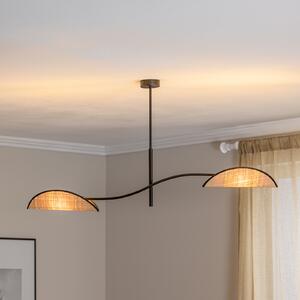 EMIBIG LIGHTING Plafonieră Lotus, negru/aspect ratan, 2 becuri, reglabil, Negru, Camera de zi / sufragerie, Metal