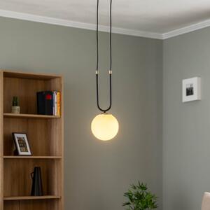 EMIBIG LIGHTING Lampă suspendată Glam, negru/opal, 1 bec, reglabil, Negru, Camera de zi / sufragerie, Metal, Modern, glob