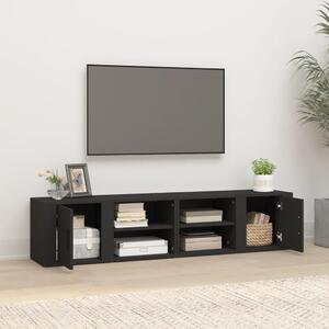 Comode TV, 2 buc., negru, 80x31,5x36 cm, lemn prelucrat
