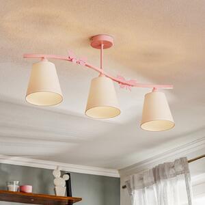 Eko-Light Plachetă Alice, roz, trei abajururi din pânză albă, reglabil, Roz / Rosé, Camera de zi / sufragerie, Țesătură / Textil, Viața tânără