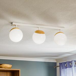 Eko-Light Plafonieră Sfera 3 becuri direct lungă sticlă/lemn, reglabil, Alb, Camera de zi / sufragerie, Sticlă, Modern, glob