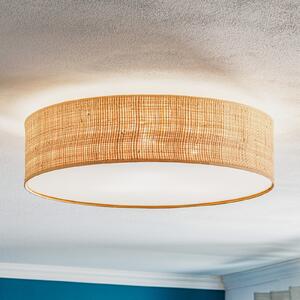 Eko-Light Plafonieră Leano, lemn deschis la culoare, ratan, Ø 50 cm, reglabil, Lemn, Camera de zi / sufragerie, Lemn