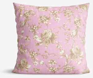 Goldea față de pernă din bumbac mestral - flori pe roz 45 x 45 cm