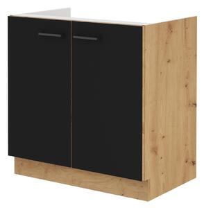 Dulap inferior de bucătărie sub chiuvetă Miraluna (Stejar artisan + Negru mat). 1062370