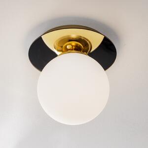 Eko-Light Plafonieră Plato, auriu, metal, sticlă opală, Ø 25 cm, reglabil, Auriu / Alamă, Camera de zi / sufragerie, Metal