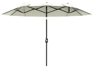 Outsunny Umbrelă de Grădină Dublă Înclinabilă la 45° cu Manivelă si 3 Orificii de Ventilație, 295x152x222 cm, Bej | Aosom Romania