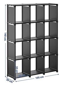 Raft de depozitare, Songmics, Negru, 105x30x140 cm