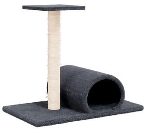Stâlp zgâriere de pisici cu tunel, gri închis, 60x34,5x50 cm