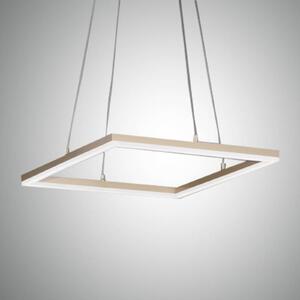 Fabas Luce Lampă pendul LED Bard, 42x42cm finisaj auriu mat, reglabil, Auriu / Alamă, Camera de zi / sufragerie, Metal, Modern