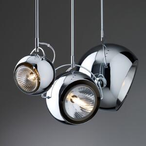 Fabbian Beluga Steel lampă suspendată crom, Ø 9 cm, reglabil, Metalic, Camera de zi / sufragerie, Metal, Design, glob
