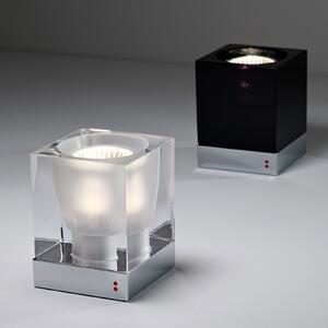 Fabbian Cubetto lampă de masă GU10 crom/negru, Negru, Camera de zi / sufragerie, Sticlă, Design