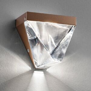 Fabbian Tripla - aplică perete LED cristal, bronz, reglabil, Transparent, Camera de zi / sufragerie, Cristal, Design, Perete unghiular