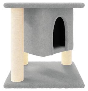 Ansamblu de pisici, stâlpi din funie sisal, gri deschis, 37 cm