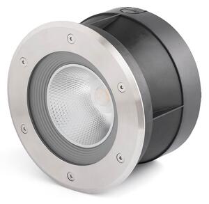 FARO BARCELONA Spot LED încastrare sol Suria-24 unghi emisie 60°, Metalic, Metal, Modern, Corpuri de iluminat încastrate rotunde
