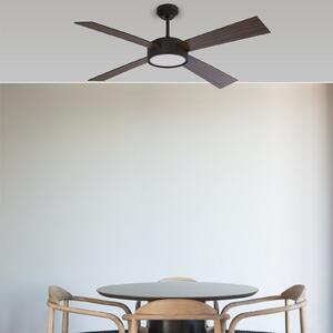 FARO BARCELONA Ventilator de tavan Hydra LED Remote, nuc/negru, Lemn, Camera de zi / sufragerie, Lemn, Modern