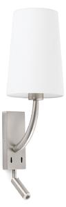 FARO BARCELONA Aplică de perete Rem cu lumină lectură LED, alb/nichel, Gri, Metal, Modern
