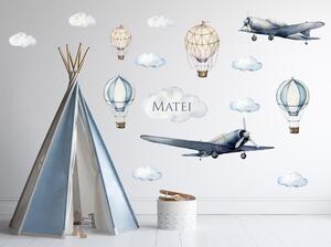 Sticker perete copii - Aviator - nume personalizat