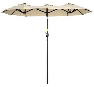 Outsunny Umbrelă de Grădină Dublă Înclinabilă la 45° cu Manivelă si 3 Orificii de Ventilație, 295x152x222 cm, Kaki | Aosom Romania