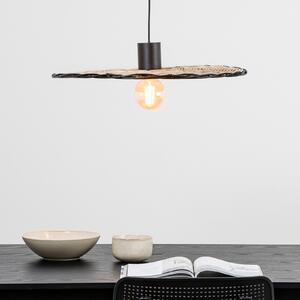 FARO BARCELONA Lampă suspendată Costas, abajur basculant din rattan, Ø 60cm, reglabil, Lemn, Camera de zi / sufragerie, Lemn, Modern
