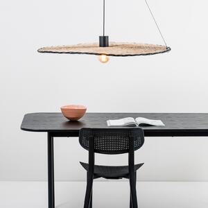 FARO BARCELONA Lampă suspendată Costas, abajur basculant din rattan, Ø 100cm, reglabil, Lemn, Camera de zi / sufragerie, Lemn, Modern