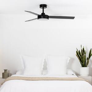 FARO BARCELONA Ventilator de tavan cu LED Barth lumină, negru, Negru, Camera de zi / sufragerie, Lemn, Modern