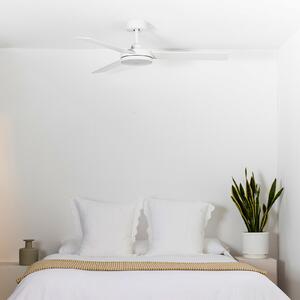 FARO BARCELONA Barth LED ventilator de tavan cu lumină, alb, Alb, Camera de zi / sufragerie, Lemn, Modern