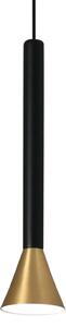 FARO BARCELONA Lampă pendul LED Danka cilindrică, auriu satinat, Auriu / Alamă, Camera de zi / sufragerie, Metal, Modern
