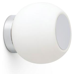 FARO BARCELONA Aplică de perete LED Moy crom cu abajur sticlă, Metalic, Camera de zi / sufragerie, Sticlă, Modern
