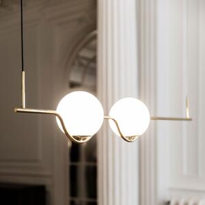 FARO BARCELONA Lampă pendul designer Le Vita, LED 2 becuri, Auriu / Alamă, Camera de zi / sufragerie, Metal, Design