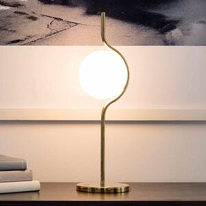 FARO BARCELONA Lampă de masă LED Le Vita cu sticlă opal, Auriu / Alamă, Camera de zi / sufragerie, Metal, Design