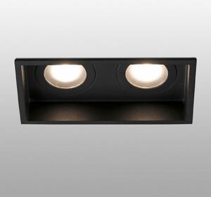 FARO BARCELONA Lampă încastrată Hyde, 2 becuri IP44 pe negru, reglabil, Negru, Hol, Metal, Modern