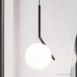FLOS IC S2 Lampă suspendată de designer, negru Ø 30 cm, reglabil, Negru, Camera de zi / sufragerie, Sticlă, Design, glob