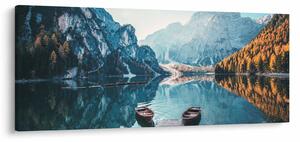 Tablou - Bărci pe Lacul Braies (120x50 cm)