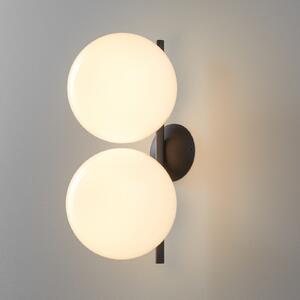 FLOS IC C/W1 Double aplică de perete negru Ø 20 cm, reglabil, Alb, Camera de zi / sufragerie, Sticlă, Design, glob