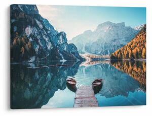 Tablou - Bărci pe Lacul Braies (70x50 cm)