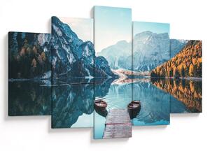 Tablou - Bărci pe Lacul Braies (150x105 cm)