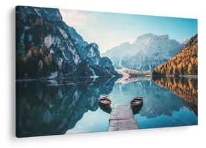 Tablou - Bărci pe Lacul Braies (90x60 cm)