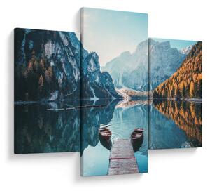 Tablou - Bărci pe Lacul Braies (90x60 cm)